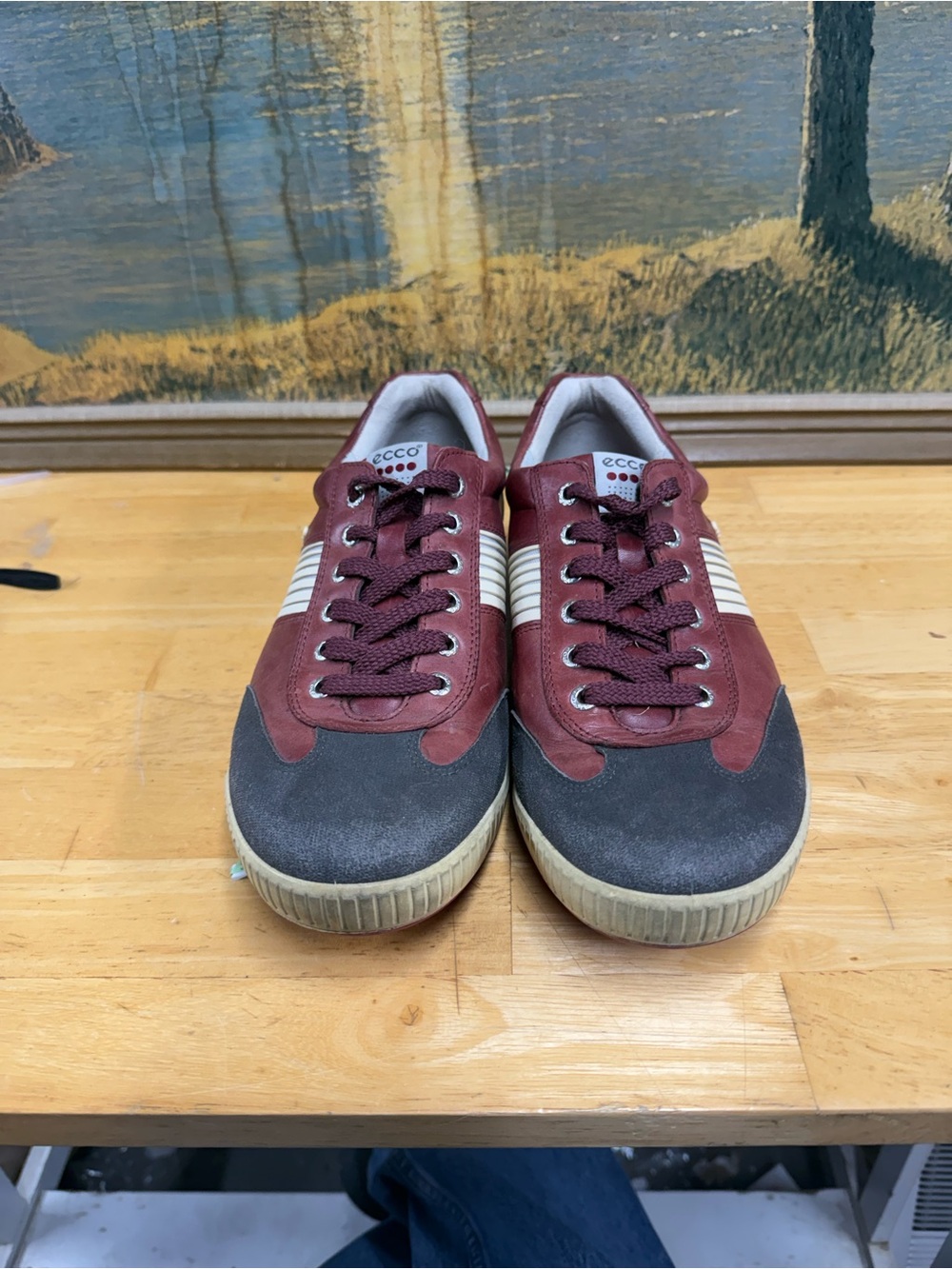 ECCO Hydro Max Men's Two-Tone Burgundy and Gray Casual Sneakers, size 43 / 10
